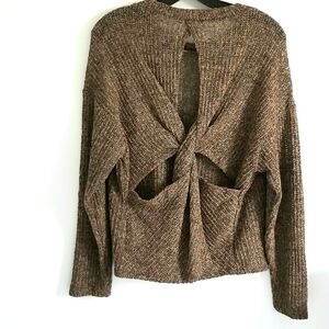 Wanderlux Brown Ribbed twisted back sweater